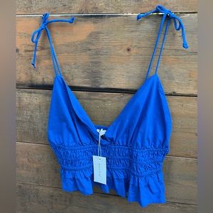 Sim & Sam Top Womens Cropped Tank Spaghetti Strap Layering Tie Straps XL